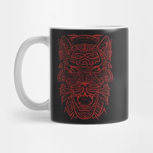 Tiger Tribal Tattoo Tiger With a Slightly Human Face Red Version Mug